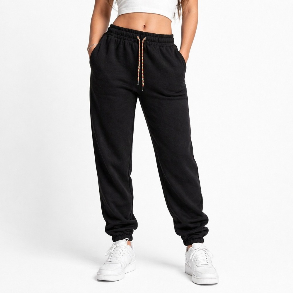 Frame Joggers Women's Medium Black Slash Pockets Tapered Leg Drawstring Trousers